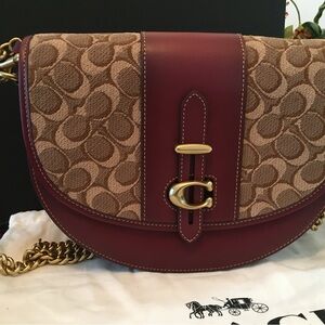 Coach Burgundy and Tan Crossbody Bag